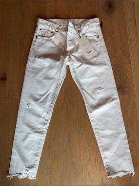 Moussy Vintage White Distressed Skinny Jeans 27
